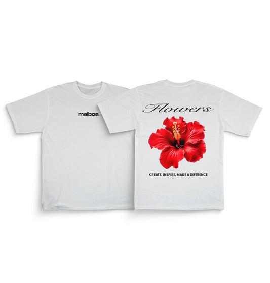 POLERA OVERSIZE "FLOWERS" BLANCA HOMBRE