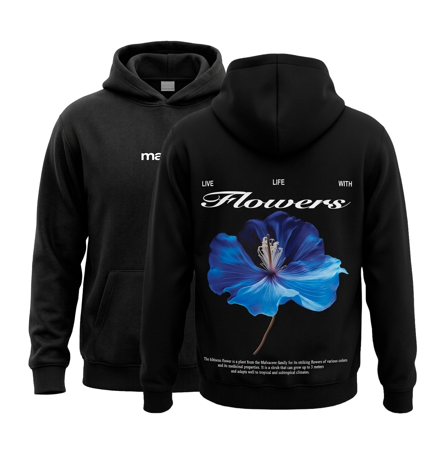 POLERON BOXY  (FLOWERS) NEGRO