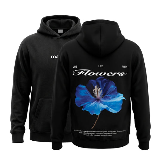 POLERON BOXY  (FLOWERS) NEGRO